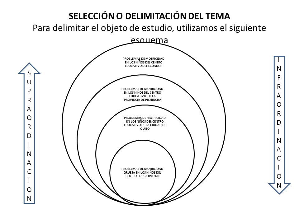 SELECCIÓN O DELIMITACIÓN DEL TEMA Para delimitar el objeto de estudio, utilizamos el siguiente esquema