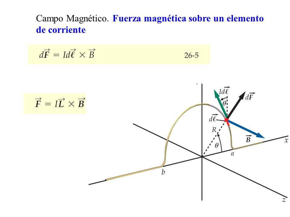 Campo Magnético. Fuerza magnética sobre un elemento de corriente