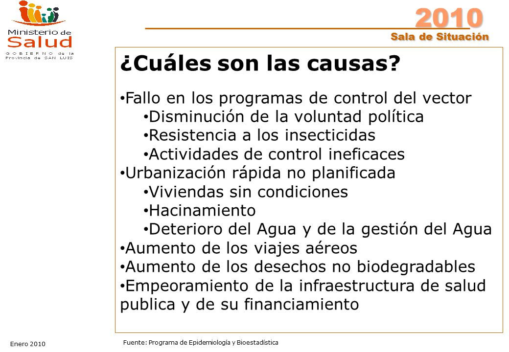 ¿Cuáles son las causas Fallo en los programas de control del vector