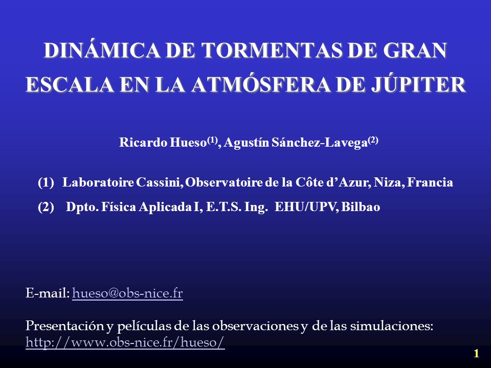 DINÁMICA DE TORMENTAS DE GRAN ESCALA EN LA ATMÓSFERA DE JÚPITER