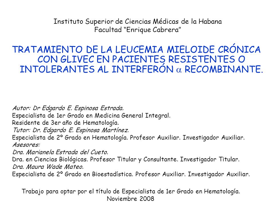 Instituto Superior de Ciencias Médicas de la Habana Facultad Enrique Cabrera