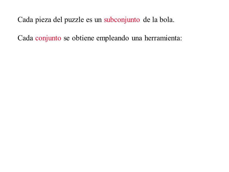 Cada pieza del puzzle es un subconjunto de la bola.
