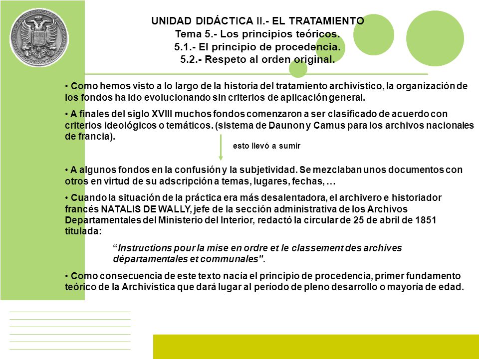 UNIDAD DIDÁCTICA II.- EL TRATAMIENTO Tema 5.- Los principios teóricos.
