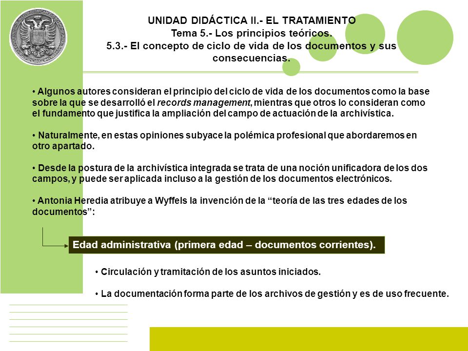 UNIDAD DIDÁCTICA II.- EL TRATAMIENTO Tema 5.- Los principios teóricos.