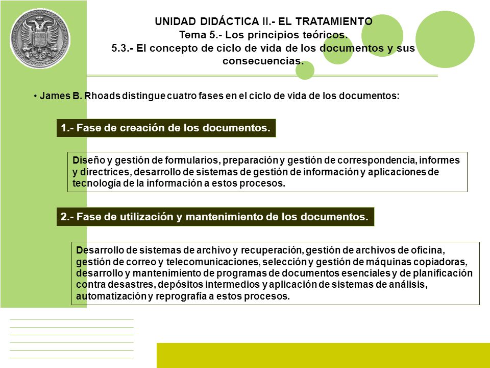 UNIDAD DIDÁCTICA II.- EL TRATAMIENTO Tema 5.- Los principios teóricos.