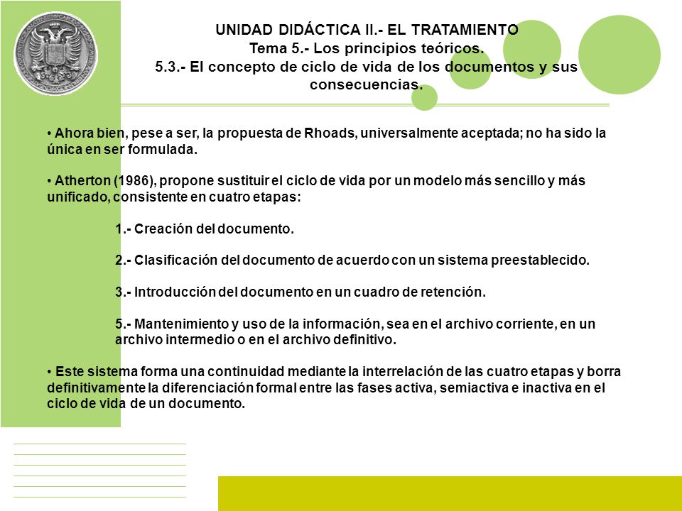 UNIDAD DIDÁCTICA II.- EL TRATAMIENTO Tema 5.- Los principios teóricos.