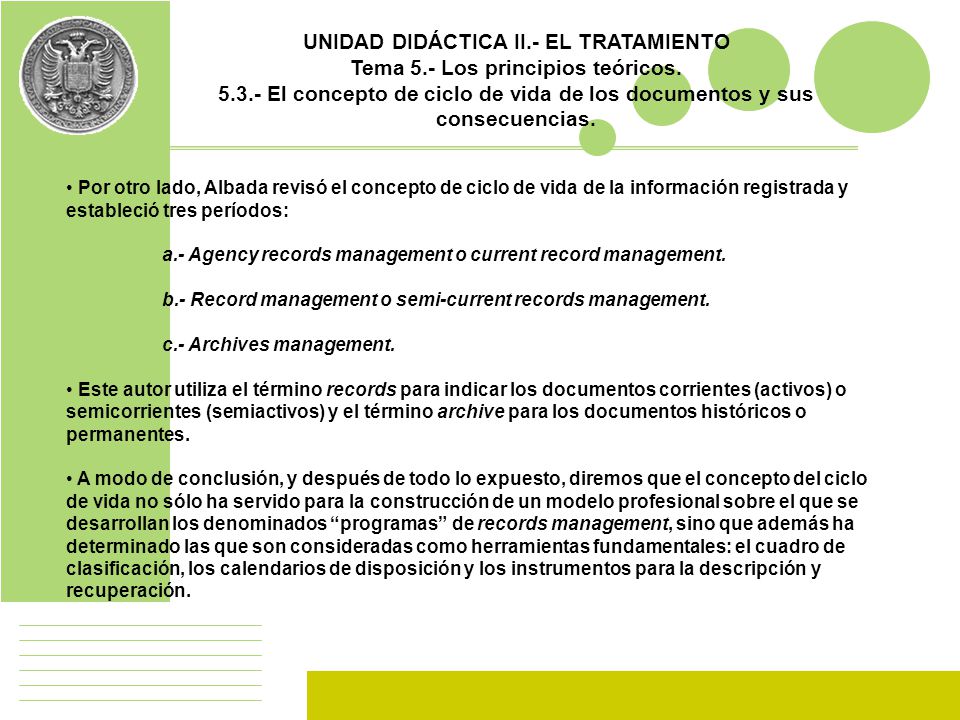 UNIDAD DIDÁCTICA II.- EL TRATAMIENTO Tema 5.- Los principios teóricos.