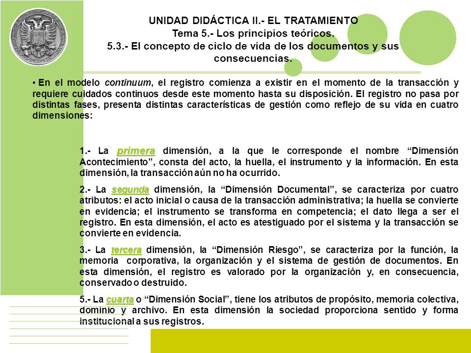 UNIDAD DIDÁCTICA II.- EL TRATAMIENTO Tema 5.- Los principios teóricos.