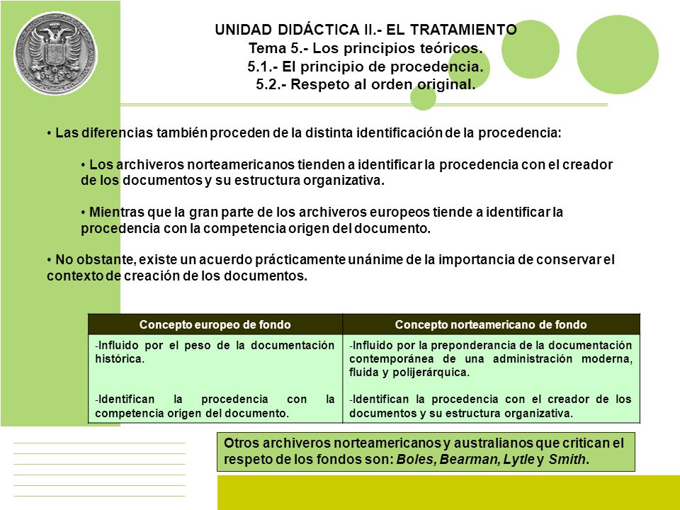UNIDAD DIDÁCTICA II.- EL TRATAMIENTO Tema 5.- Los principios teóricos.