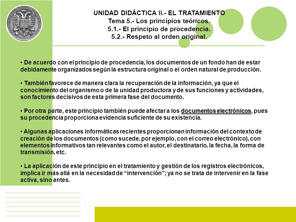UNIDAD DIDÁCTICA II.- EL TRATAMIENTO Tema 5.- Los principios teóricos.