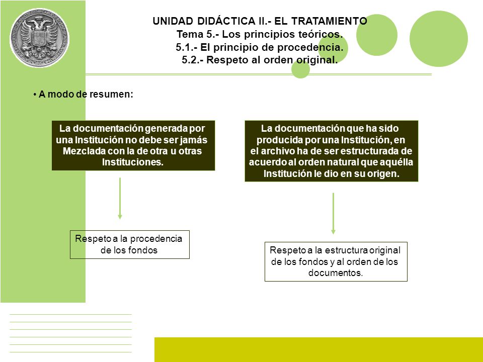 UNIDAD DIDÁCTICA II.- EL TRATAMIENTO Tema 5.- Los principios teóricos.