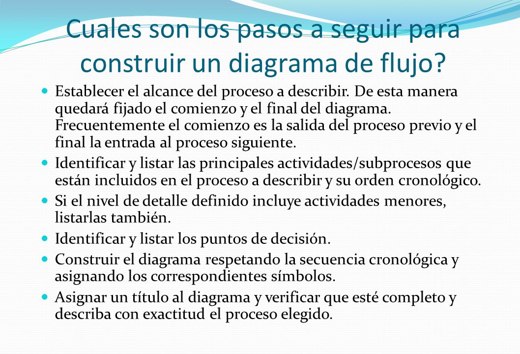 Cuales son los pasos a seguir para construir un diagrama de flujo