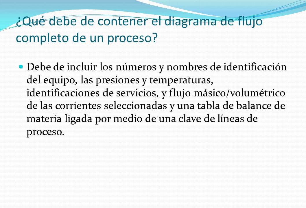 ¿Qué debe de contener el diagrama de flujo completo de un proceso