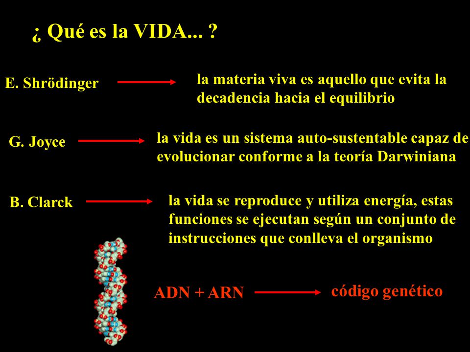 ¿ Qué es la VIDA... código genético ADN + ARN