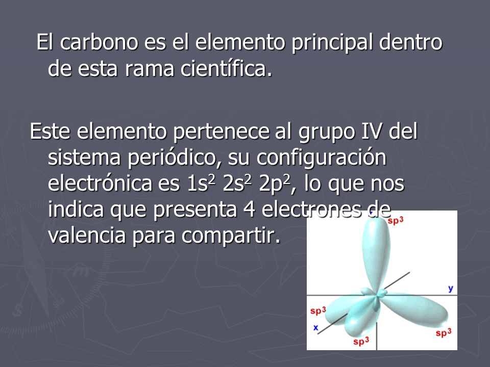 El carbono es el elemento principal dentro de esta rama científica.