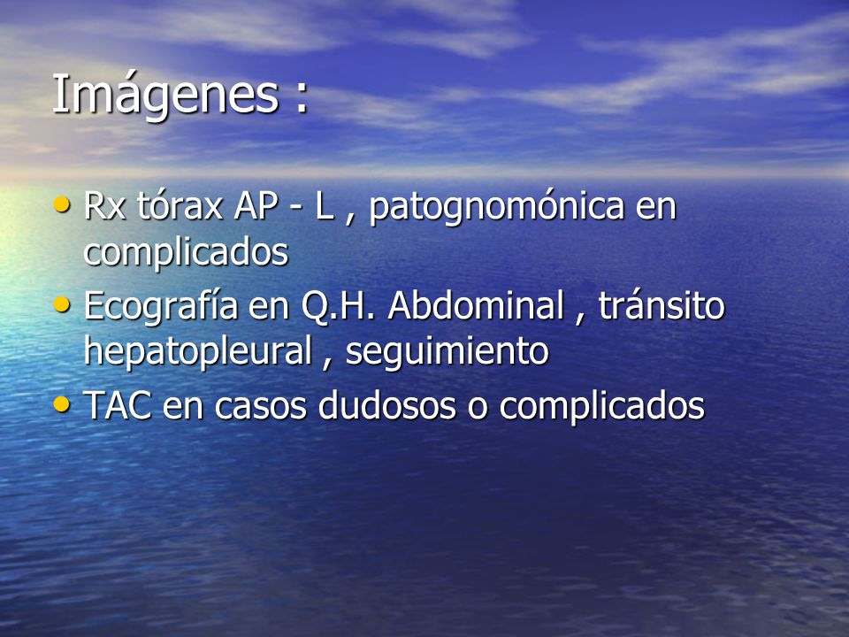Imágenes : Rx tórax AP - L , patognomónica en complicados