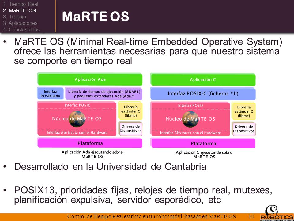 Control de Tiempo Real estricto en un robot móvil basado en MaRTE OS