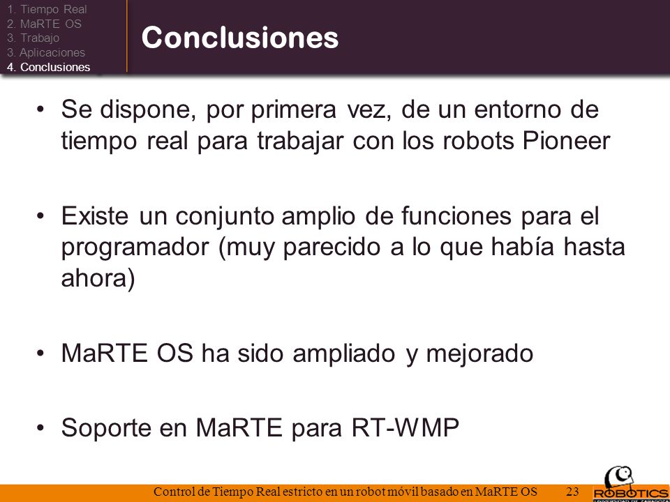 Control de Tiempo Real estricto en un robot móvil basado en MaRTE OS