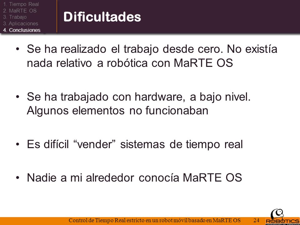 Control de Tiempo Real estricto en un robot móvil basado en MaRTE OS