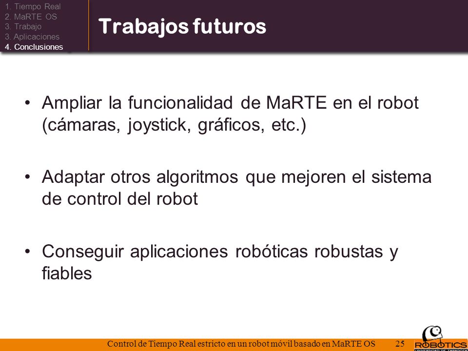 Control de Tiempo Real estricto en un robot móvil basado en MaRTE OS