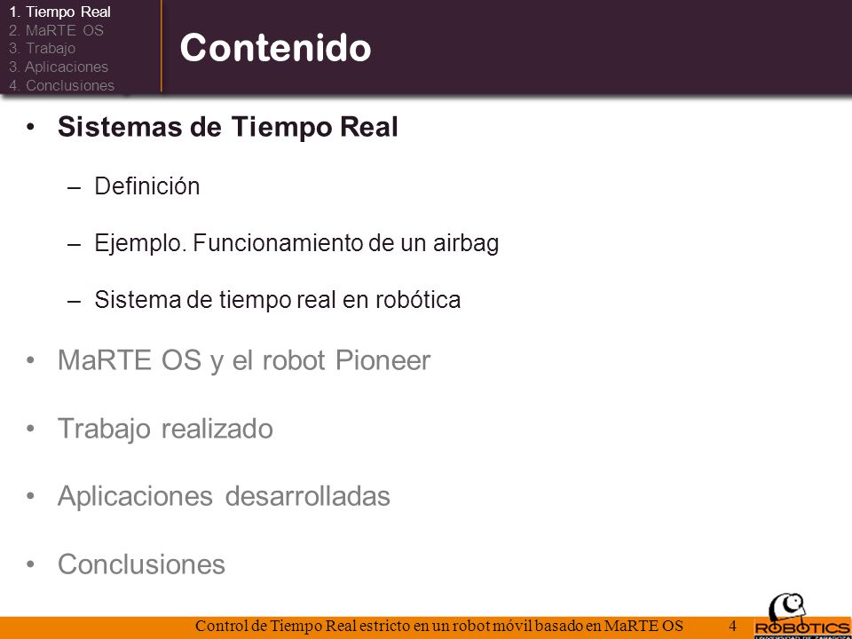 Control de Tiempo Real estricto en un robot móvil basado en MaRTE OS