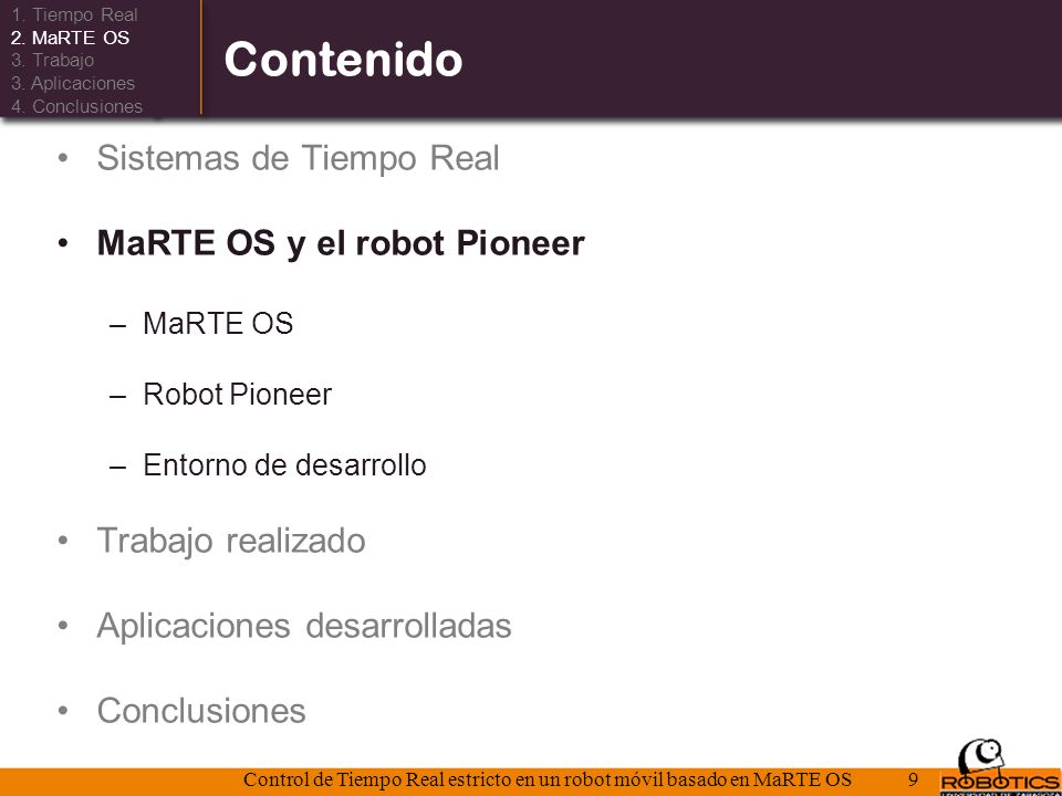 Control de Tiempo Real estricto en un robot móvil basado en MaRTE OS