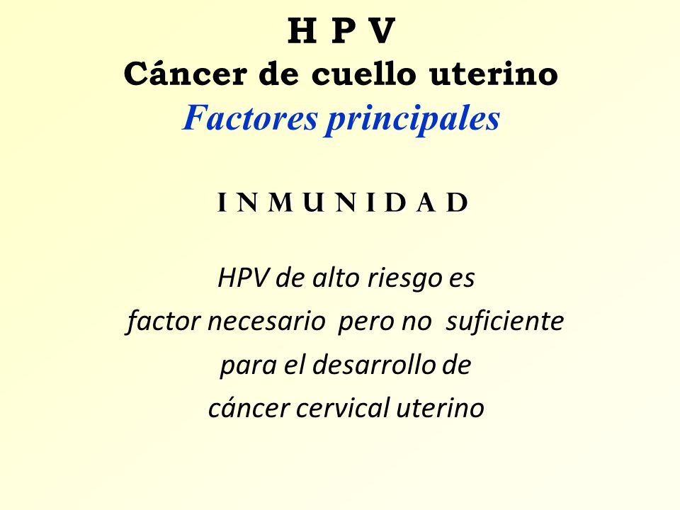 H P V Cáncer de cuello uterino Factores principales