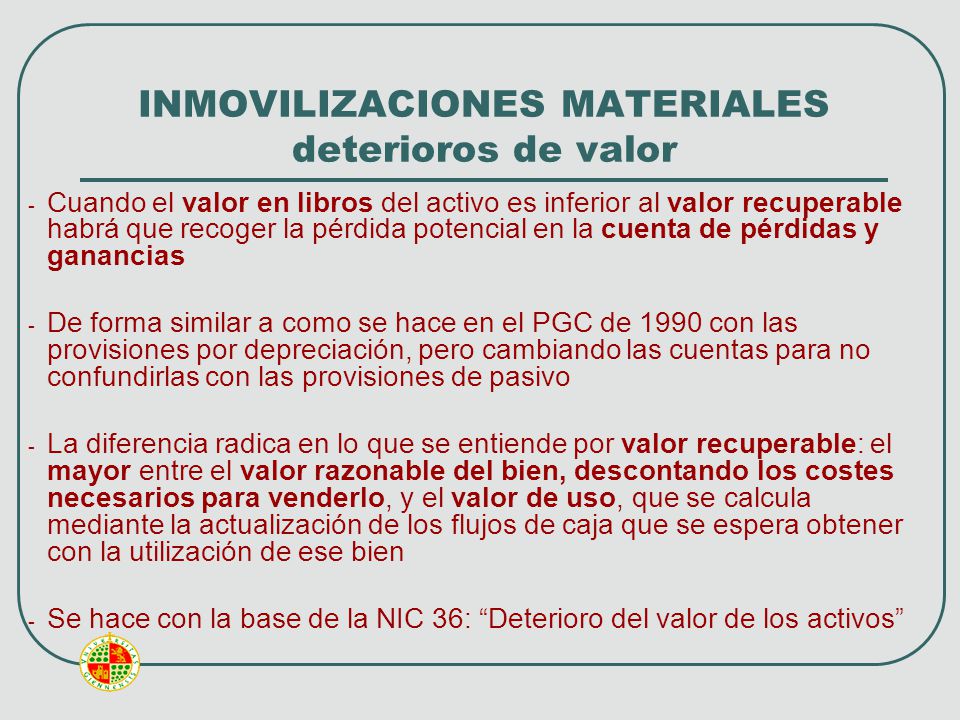 INMOVILIZACIONES MATERIALES deterioros de valor