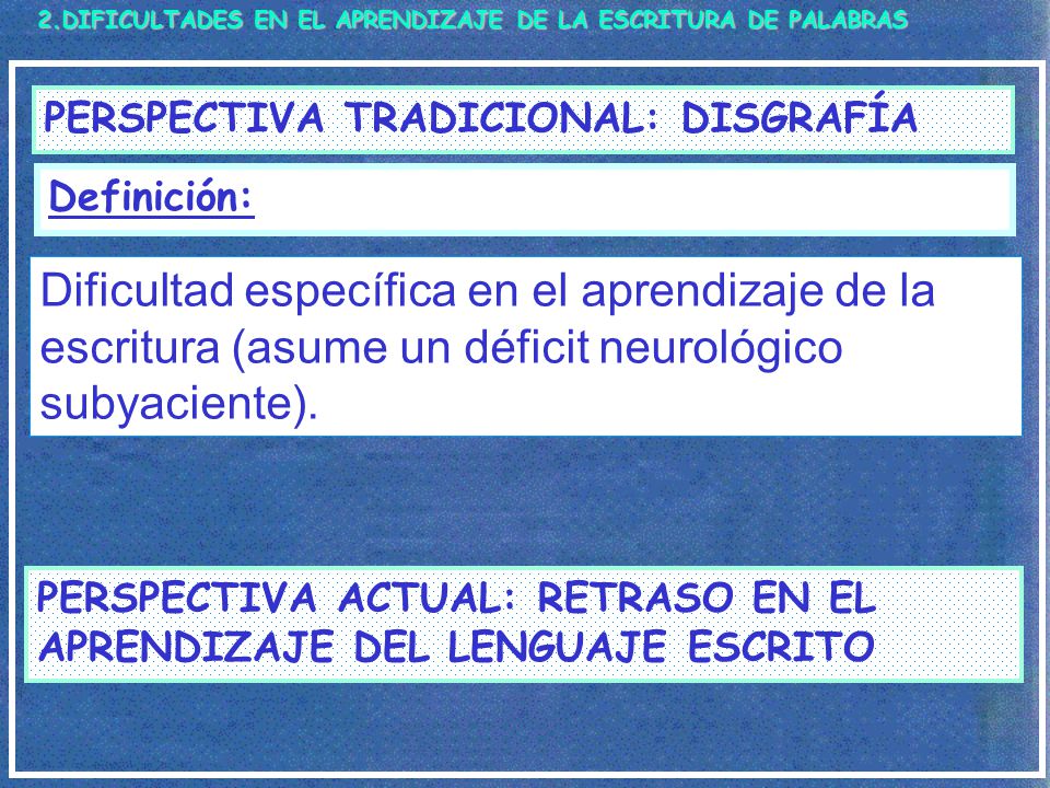 2.DIFICULTADES EN EL APRENDIZAJE DE LA ESCRITURA DE PALABRAS