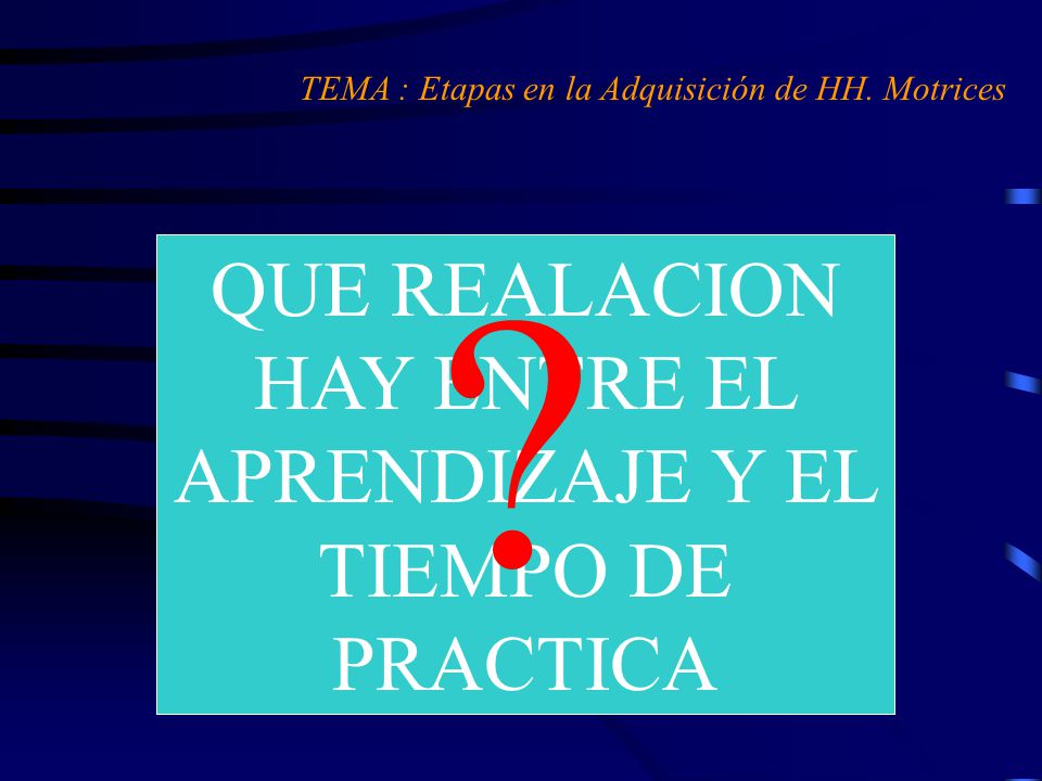 QUE REALACION HAY ENTRE EL APRENDIZAJE Y EL TIEMPO DE PRACTICA