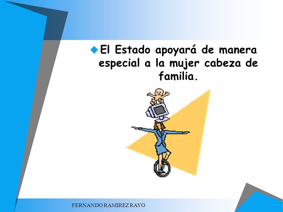 El Estado apoyará de manera especial a la mujer cabeza de familia.