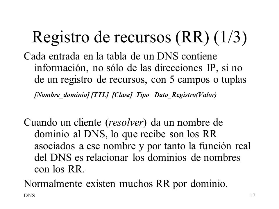 Registro de recursos (RR) (1/3)