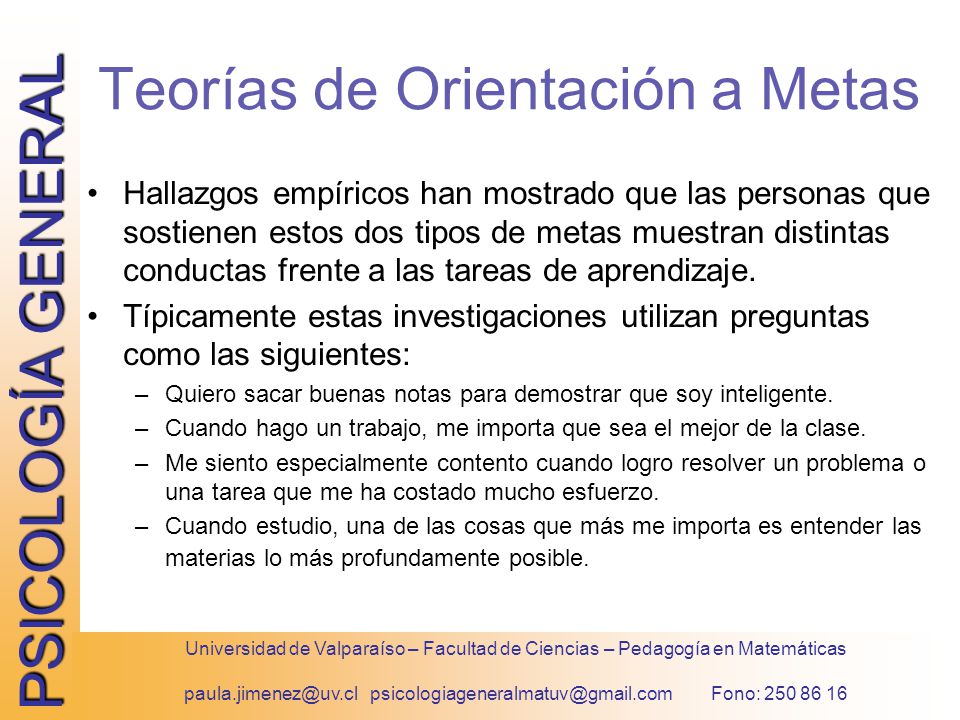 Teorías de Orientación a Metas