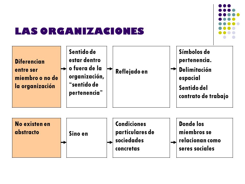 LAS ORGANIZACIONES Diferencian entre ser miembro o no de la organización.