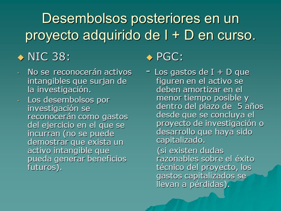 Desembolsos posteriores en un proyecto adquirido de I + D en curso.