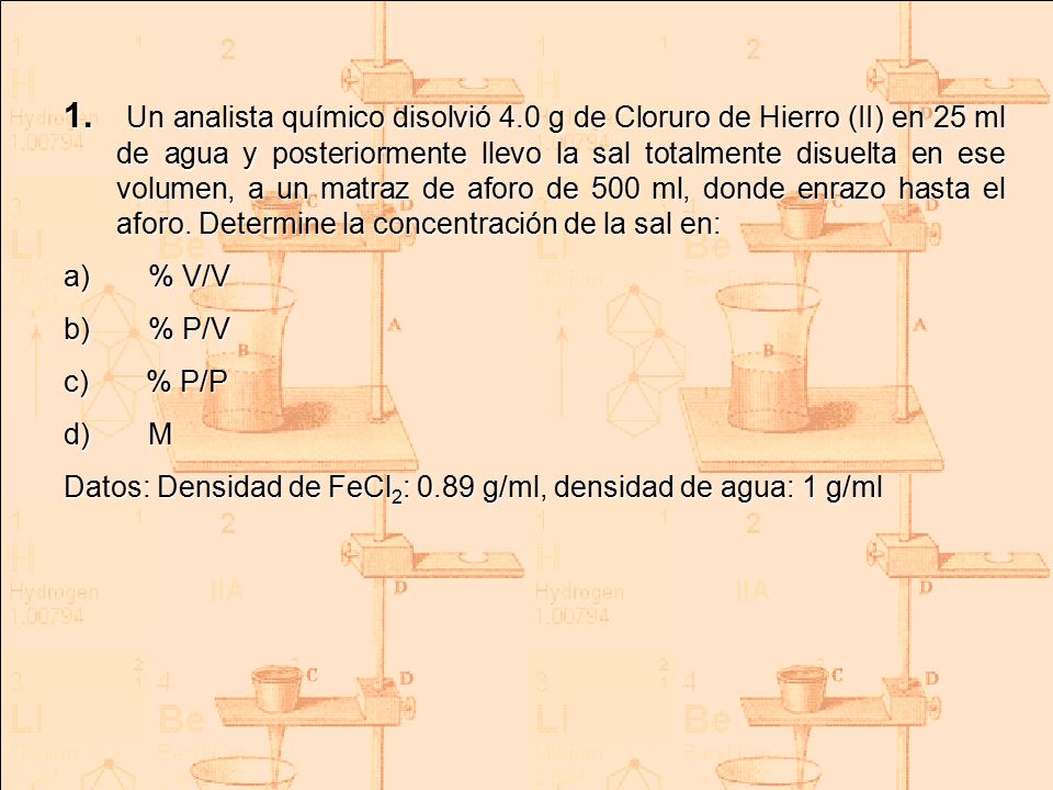 Un analista químico disolvió 4