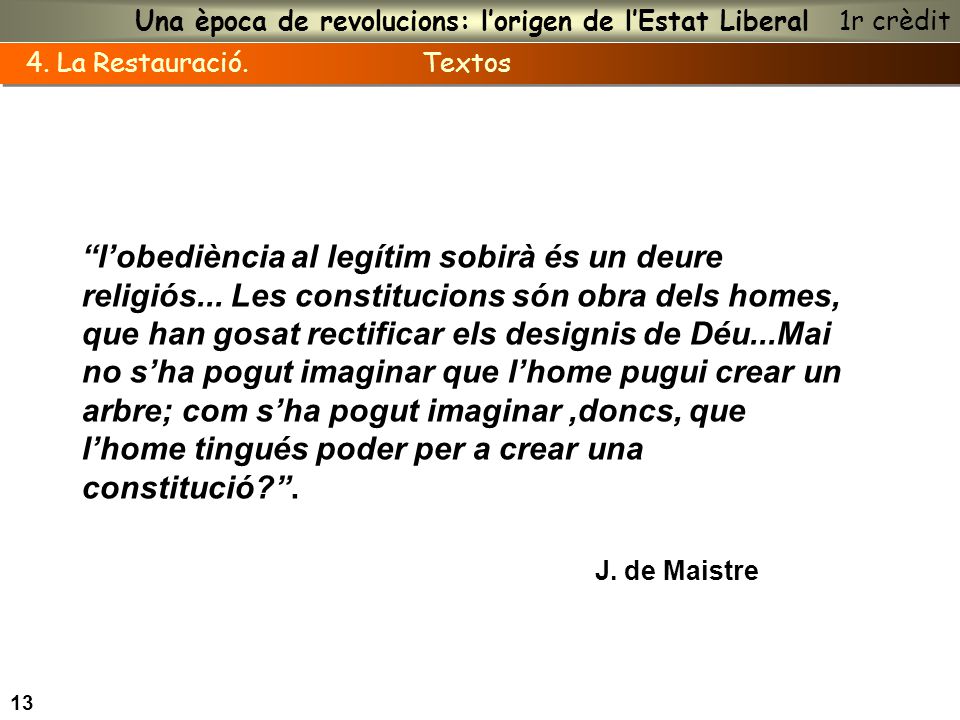 Una època de revolucions: l’origen de l’Estat Liberal 1r crèdit