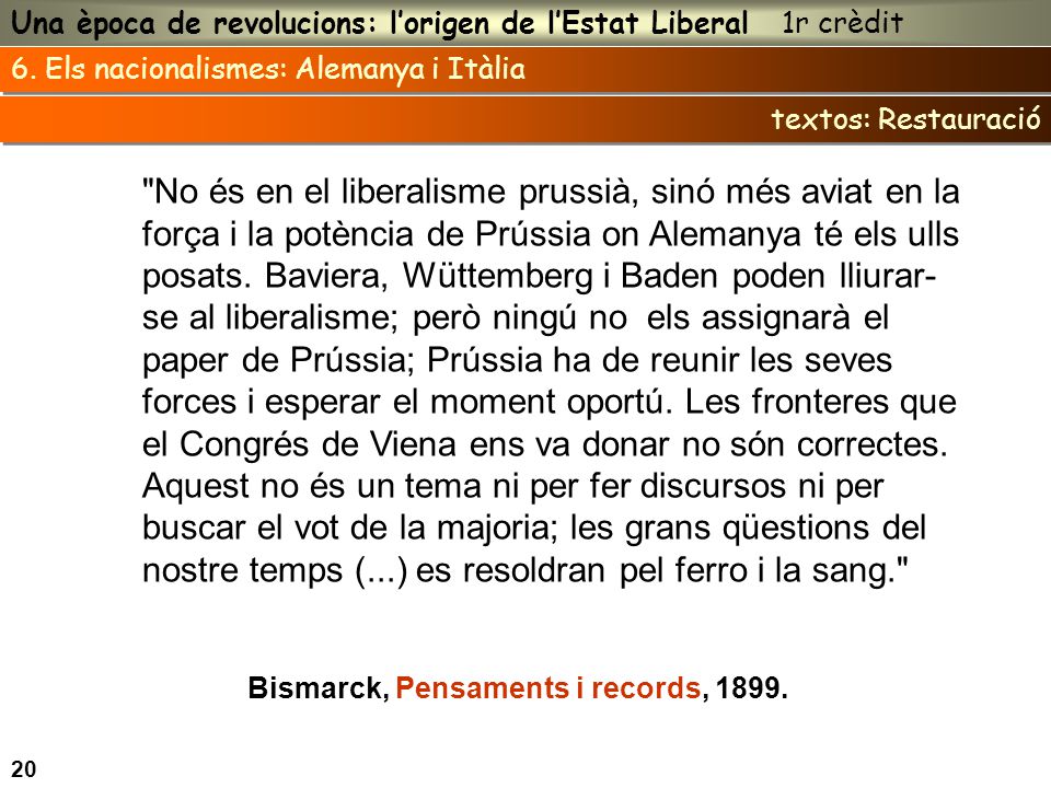 Una època de revolucions: l’origen de l’Estat Liberal 1r crèdit