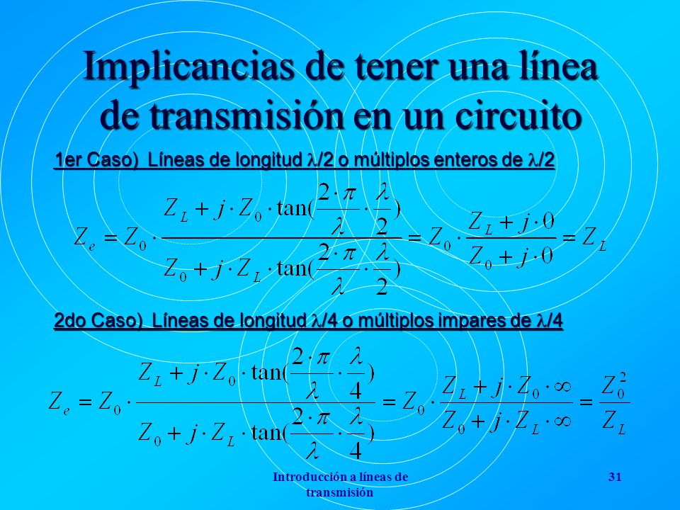 Implicancias de tener una línea de transmisión en un circuito