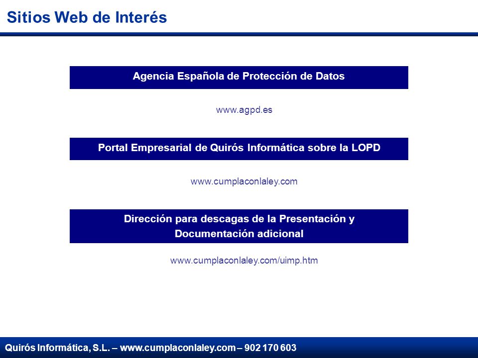 Sitios Web de Interés Agencia Española de Protección de Datos