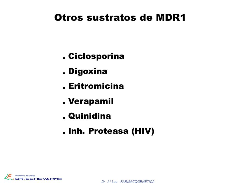 Otros sustratos de MDR1 . Ciclosporina . Digoxina . Eritromicina