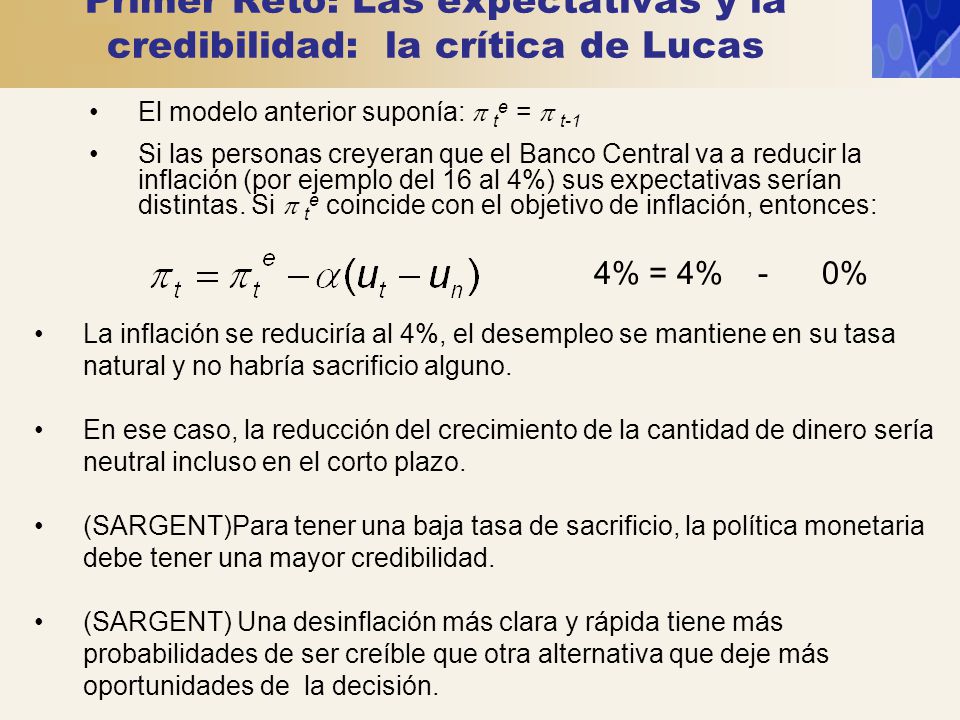 Primer Reto: Las expectativas y la credibilidad: la crítica de Lucas