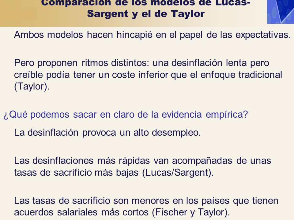 Comparación de los modelos de Lucas-Sargent y el de Taylor