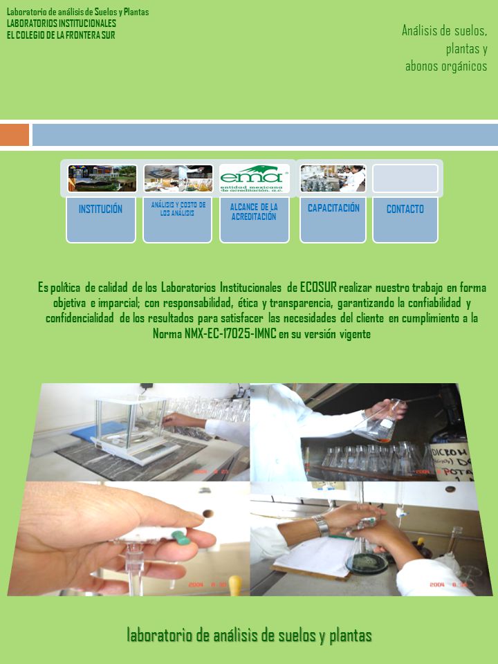 ANÁLISIS Y COSTO DE LOS ANÁLISIS ALCANCE DE LA ACREDITACIÓN