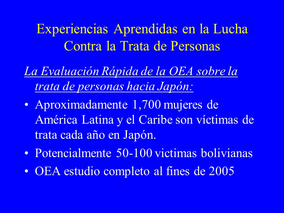 Experiencias Aprendidas en la Lucha Contra la Trata de Personas
