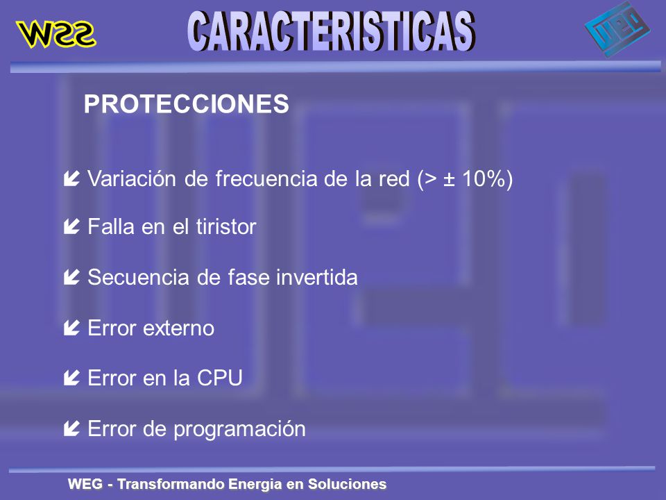 PROTECCIONES Variación de frecuencia de la red (> ± 10%)