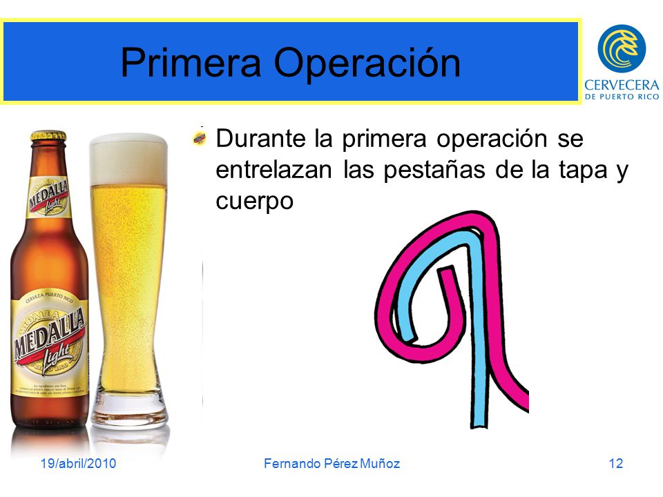 Primera Operación Durante la primera operación se entrelazan las pestañas de la tapa y cuerpo. 19/abril/2010.