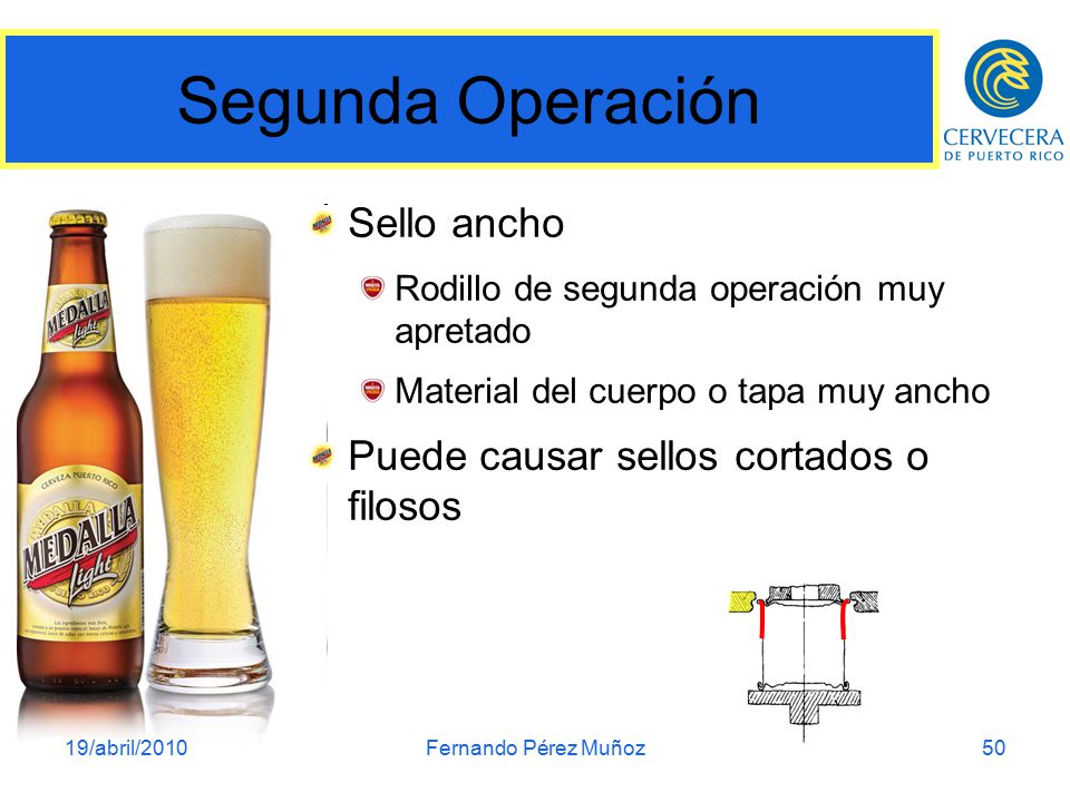 Segunda Operación Sello ancho Puede causar sellos cortados o filosos
