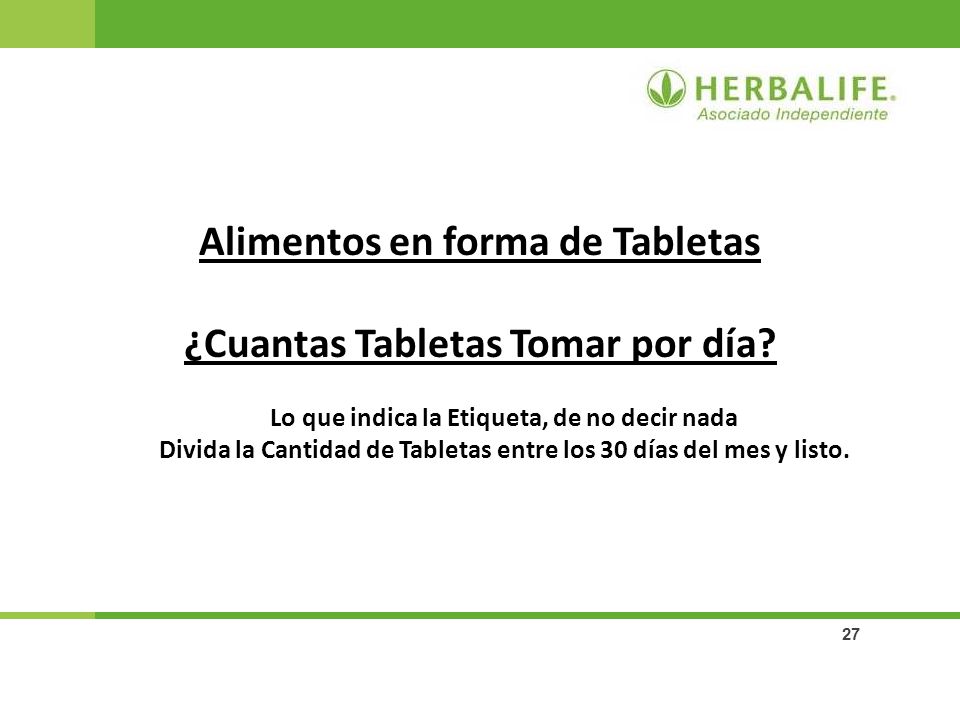 Alimentos en forma de Tabletas ¿Cuantas Tabletas Tomar por día