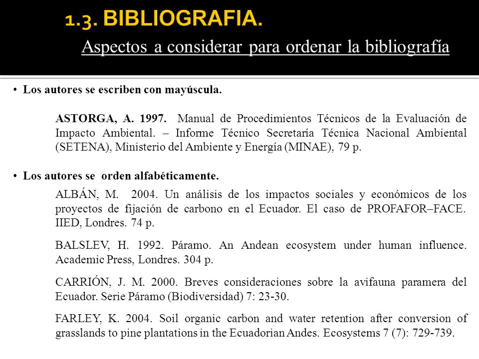 Aspectos a considerar para ordenar la bibliografía